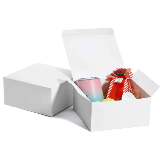 Cajas de regalo blancas de 8X8X4 pulgadas con tapas, caja de propuesta de dama de honor de papel reciclable, caja de regalo a granel para regalos, día de la madre, fiesta de cumpleaños, graduación, vacaciones