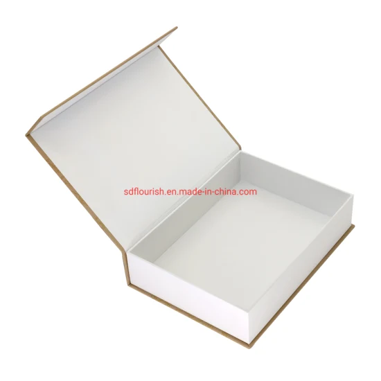 Caja de empaquetado pegada papel revestido beige en forma de libro del regalo de cumpleaños de la cartulina