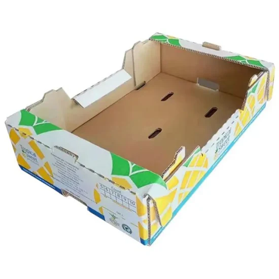Cajas de fruta de embalaje corrugado de color de impresión cmyk para el envío de productos de cajas de cartón aisladas